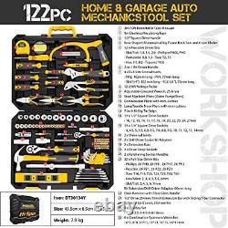 122-Piece Metric Auto Mechanics Tool Kit Set. Perfect for Car, Bike