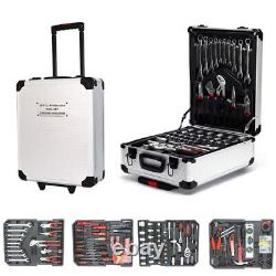 186pcs Tool Set Case Mechanics Kit Box Organize with Castors Toolbox Trolley