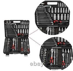 216 Pcs 1/2 3/8 1/4 Socket Wrench Bit Set Ratchet Spanner Car Repair Tool Kit