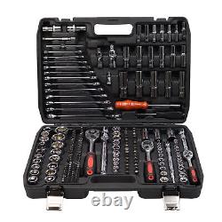 216 Pcs 1/2 3/8 1/4 Socket Wrench Bit Set Ratchet Spanner Car Repair Tool Kit