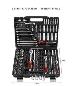 216 Pcs 1/2 3/8 1/4 Socket Wrench Bit Set Ratchet Spanner Car Repair Tool Kit