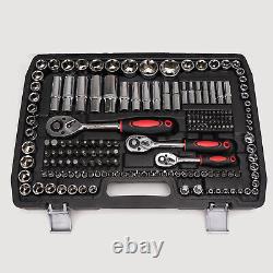 216-Piece 1/2 1/4 3/8 Socket Wrench Spanner Set with Bits Mechanic Tool Kit