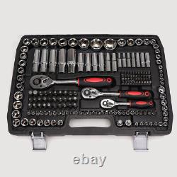 216PCS 3/8 1/2 1/4Spanner Socket Ratchet Wrench Set Drive Car Repair Tool Kit