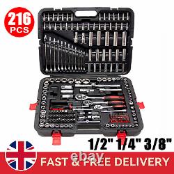 216PCS Professional Ratchet Spanner Socket Set 1/2 1/4 3/8 Tool Kit with Case