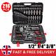 216PCS Professional Ratchet Spanner Socket Set 1/2 1/4 3/8 Tool Kit with Case