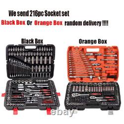 216PCS Professional Ratchet Spanner Socket Set 1/2 1/4 3/8 Tool Kit with Case