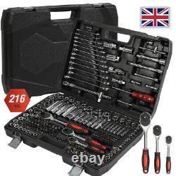 216pcs 1/2 1/4 3/8 Socket Wrench Spanner Set with Bits Mechanic Tool Kit UK