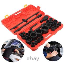 26Pcs Socket Set 3/4 & 1 Drive Car Repair Tool DIY Ratchet Wrench Kit with Box