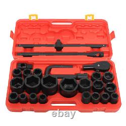 26Pcs Socket Set 3/4 & 1 Drive Car Repair Tool DIY Ratchet Wrench Kit with Box