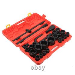 26Pcs Socket Set 3/4 & 1 Drive Car Repair Tool DIY Ratchet Wrench Kit with Box