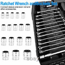 3/8 1/2 1/4Spanner Socket Ratchet Wrench Set Drive Car Repair Tool Kit 216PCS