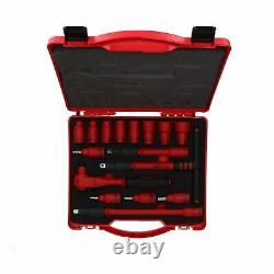 3/8 Drive Insulated VDE Tool Socket and Accessory Kit 16pc Metric Hex + T Bar