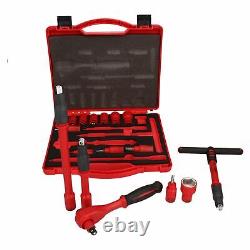 3/8 Drive Insulated VDE Tool Socket and Accessory Kit 16pc Metric Hex + T Bar