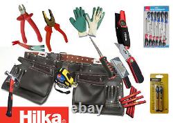 37pcs Builder's/Carpenter's/Home improvement Tool Kit+Leather tool pouch 50Belt