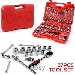 37pcs Spanner Socket Ratchet Wrench Set 1/2 Drive Car Repair Tool Kit Red