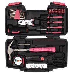 39pc Pink Tool Kit Screwdriver Set in Tool Case Hammer Screwdriver Pliers