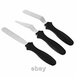 3pcs Stainless Steel Spatula Palette Knife Set Cake Decorating Tools Kit MND