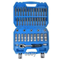 43PCS Car Shock Absorber Strut Nut Removal Tool Kit Go-thru Socket & Ratchet Set