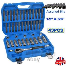 43PCS Shock Absorber Strut Nut Go-Through Socket Ratchet Wrench Bearing Tool Kit