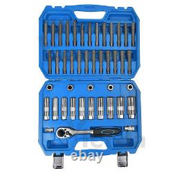 43PCS Shock Absorber Strut Nut Go-Through Socket Ratchet Wrench Bearing Tool Kit