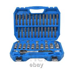 43PCS Shock Absorber Strut Nut Go-Through Socket Ratchet Wrench Bearing Tool Kit