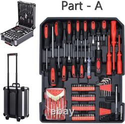 810 Pcs Tool Set Case Mechanics Kit Box Organize Castors Toolbox Trolley + Free