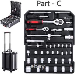 810 Pcs Tool Set Case Mechanics Kit Box Organize Castors Toolbox Trolley + Free