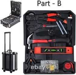 810 Pcs Tool Set Case Mechanics Kit Box Organize Castors Toolbox Trolley + Free