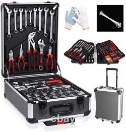 810 Pcs Tool Set Case Mechanics Kit Box Organize Castors Toolbox Trolley + Free