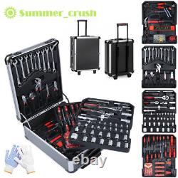 810PCS Tool Set Case Mechanics Kit Box Organize with Castors Toolbox Trolley