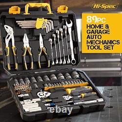 89 Piece Auto Mechanics Tool Kit Metric Sockets Ratchet Set & Hand High Quality