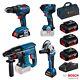 Bosch Professional 4 Piece Power Tool Kit with 3 x 4.0Ah Batteries, and Tool Bag