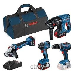 Bosch Professional 4 Piece Power Tool Kit with 3 x 4.0Ah Batteries, and Tool Bag