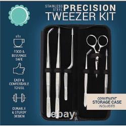 Chefs Tweezers Tools Kit Set of 6 With Bag Chefs Tongs Plating Tweezers