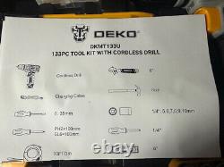 DEKO Drill Set with Cordless Drill, Kit Box, DIY Hand Tools 133 piece