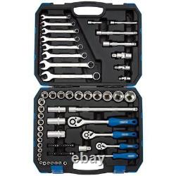 Draper Tools 1/4 3/8 1/2 Drive Ratchet Socket & Wrench Spanner Set Kit 16364