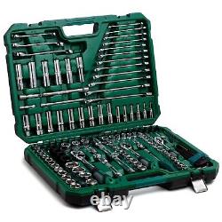HUAQI 151PC Socket Set 1/2 1/4 3/8 Drive Tool Ratchet Wrench Spanner Kit Case