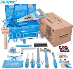Hi-Spec 25Pc Blue Beginners Carpentry Tool Kit Set. Complete Real Hand Tools for