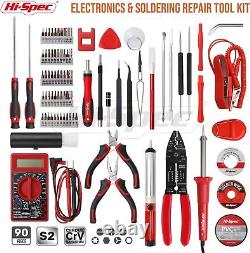 Hi-Spec 90 Piece Electronics & Soldering Repair Tool Set Kit with Multimeter