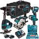 Makita 18V 6 Piece Combo Tool Kit 2 x 5.0Ah Battery & 100Pcs Bit Set T4TKIT-192