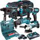 Makita 18V LXT 6 Piece Combo Tool Kit 3 x 5.0Ah Battery Charger & 100pcs Bit Set