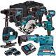 Makita 18V LXT 7 Piece Combo Tool Kit 3 x 5.0Ah Battery Charger & 100pcs Bit Set