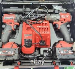 Milwaukee M18FPP2A3-502X Power Tool Kit 2-18V-5Ah Redlithium Batteries 2 Pce