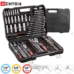 Professional 215 PCS Ratchet Spanner Socket Set 1/2 1/4 3/8 Tool Kit +Case