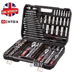 Professional 215 PCS Ratchet Spanner Socket Set 1/2 1/4 3/8 Tool Kit +Case