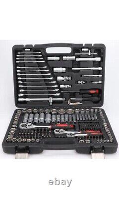 Professional 216 Pc Socket & Bit Set 1/4 3/8 1/2 Drive Ratchet Wrench Tool. Kit