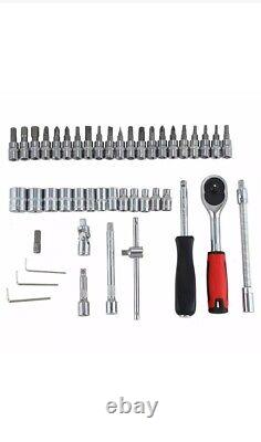 Professional 216 Pc Socket & Bit Set 1/4 3/8 1/2 Drive Ratchet Wrench Tool. Kit