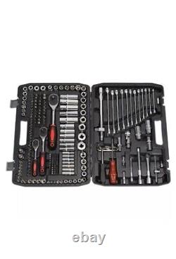 Professional 216 Pc Socket & Bit Set 1/4 3/8 1/2 Drive Ratchet Wrench Tool. Kit