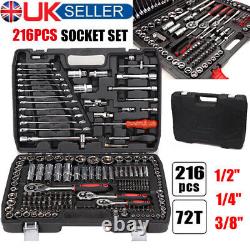 Professional 216 Pcs Ratchet Spanner Socket Set 1/2 1/4 3/8 Tool Kit Wrench