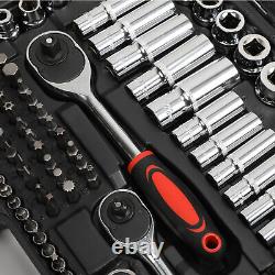 Professional 216 Pcs Socket & Bit Set 1/4 3/8 1/2 Drive Ratchet Wrench Tool Kit